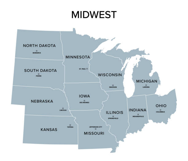 Map of the Midwest showing John Beal Roofing service areas